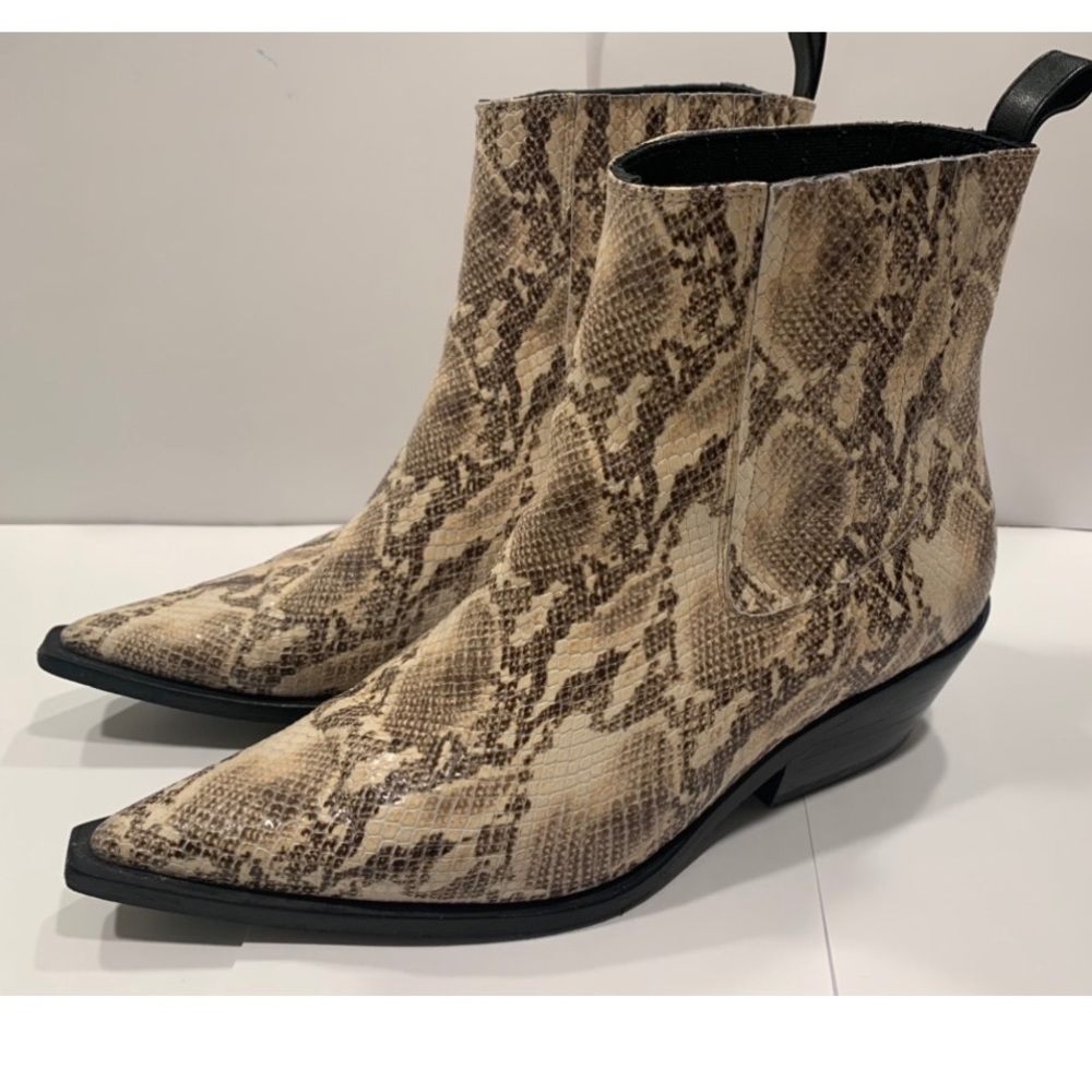 ANINE BING SNAKE PRINT LEATHER BOOTS
